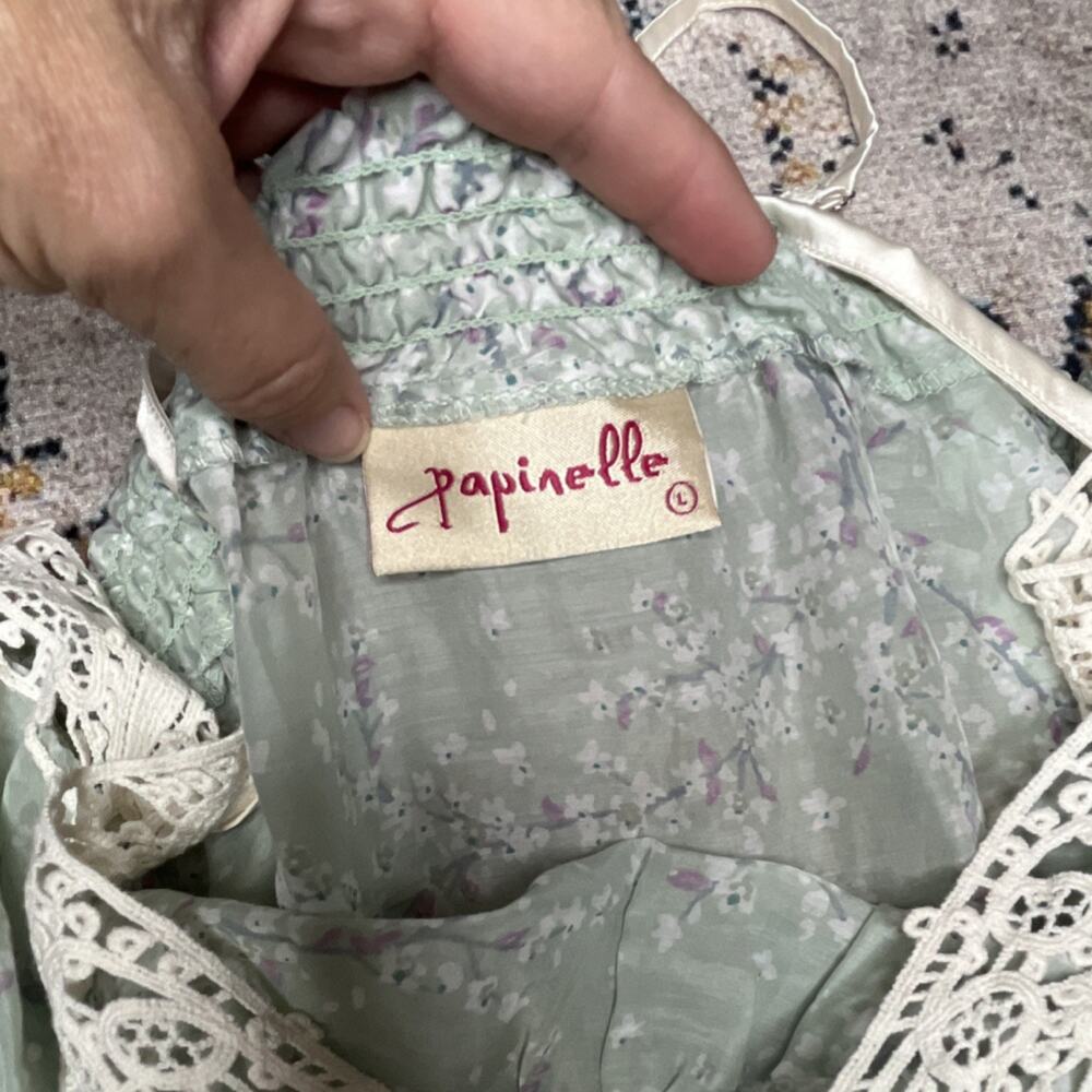 Anthropologie Papinelle Cheri Blossom Maxi Nightgown Silk Cotton Large $109 - Picture 4 of 9